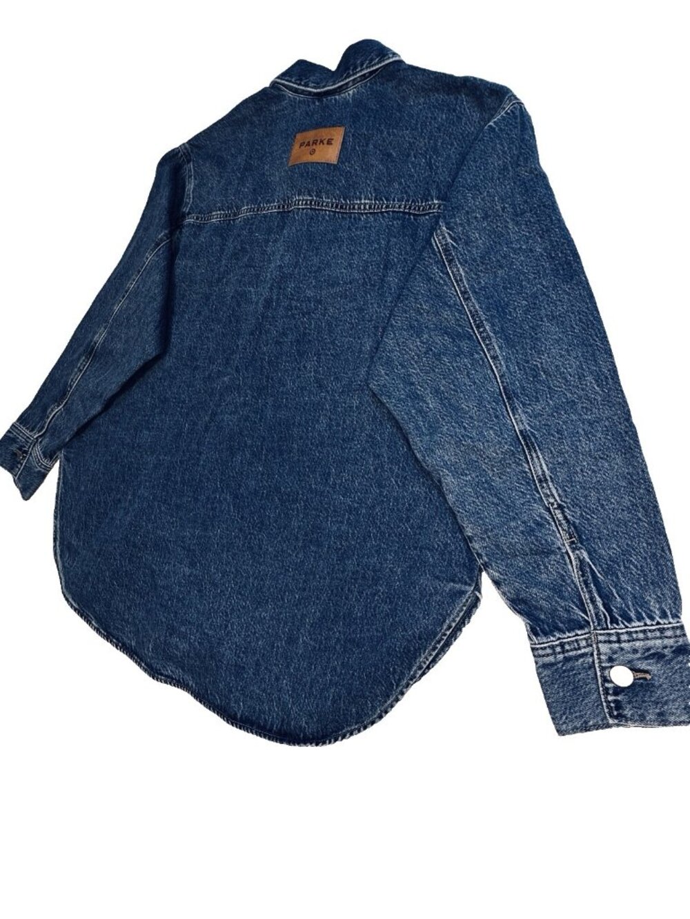 Parke Target Denim Shacket Shirt Jacket Dark Wash Oversized Button Front Sz XL - Picture 16 of 16